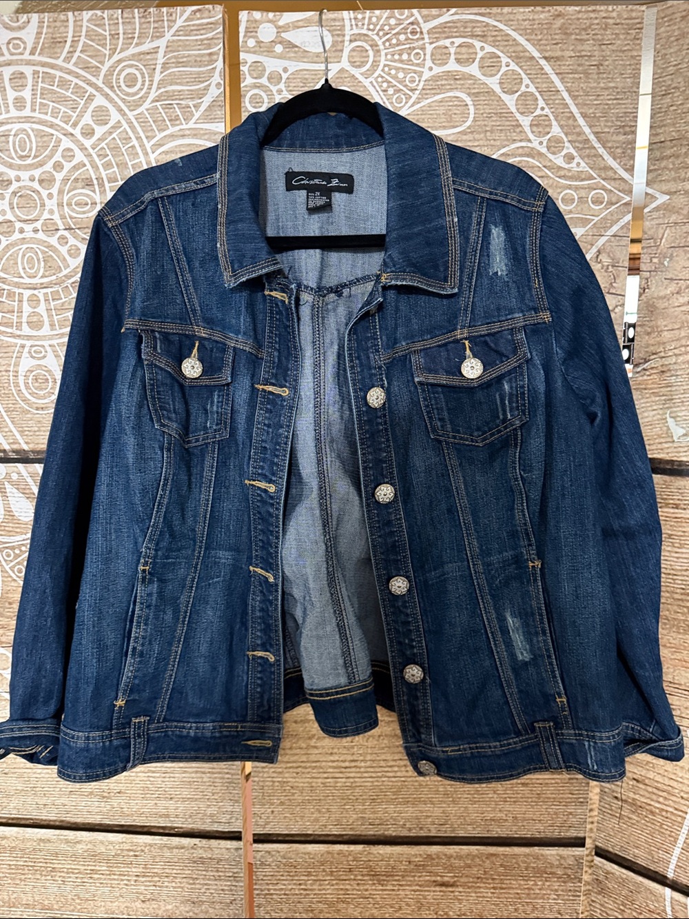 Christina Indigo Blue Distressed Denim Jacket